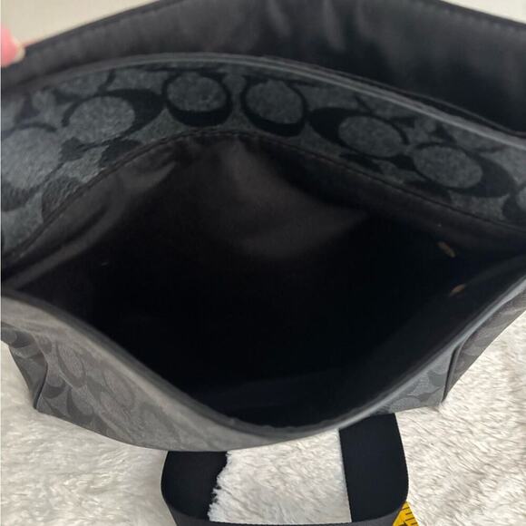 COACH Men's Black Houston Map Messenger Bag  with Adjustable Strap - Picture 6 of 13